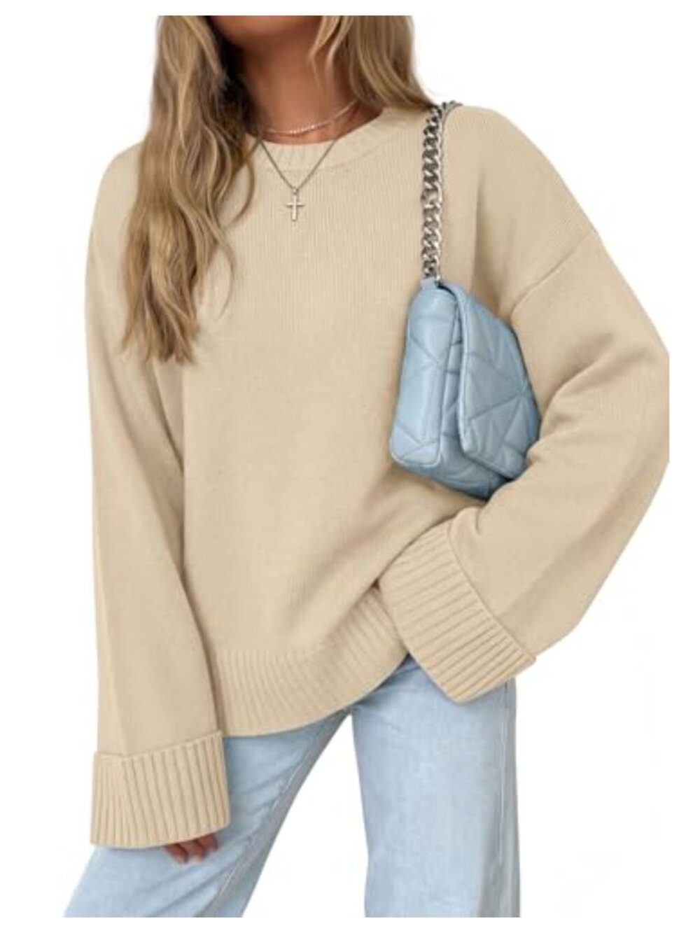 Oversized Crewneck Long Sleeve Pullover Sweater